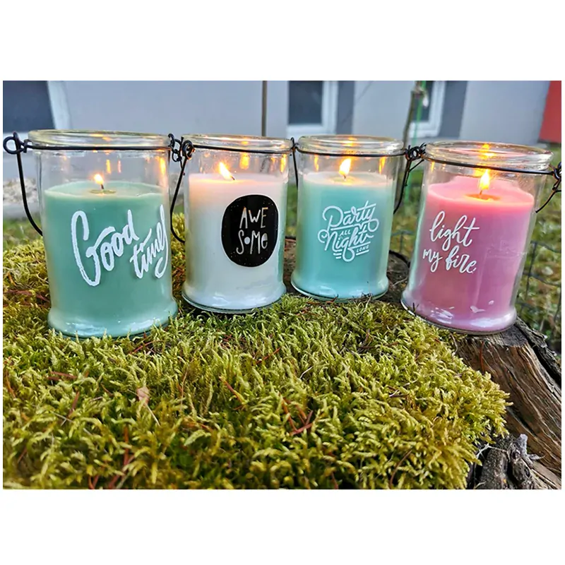 Sviečka v skle ružová Light my fire vhodná aj na zavesenie