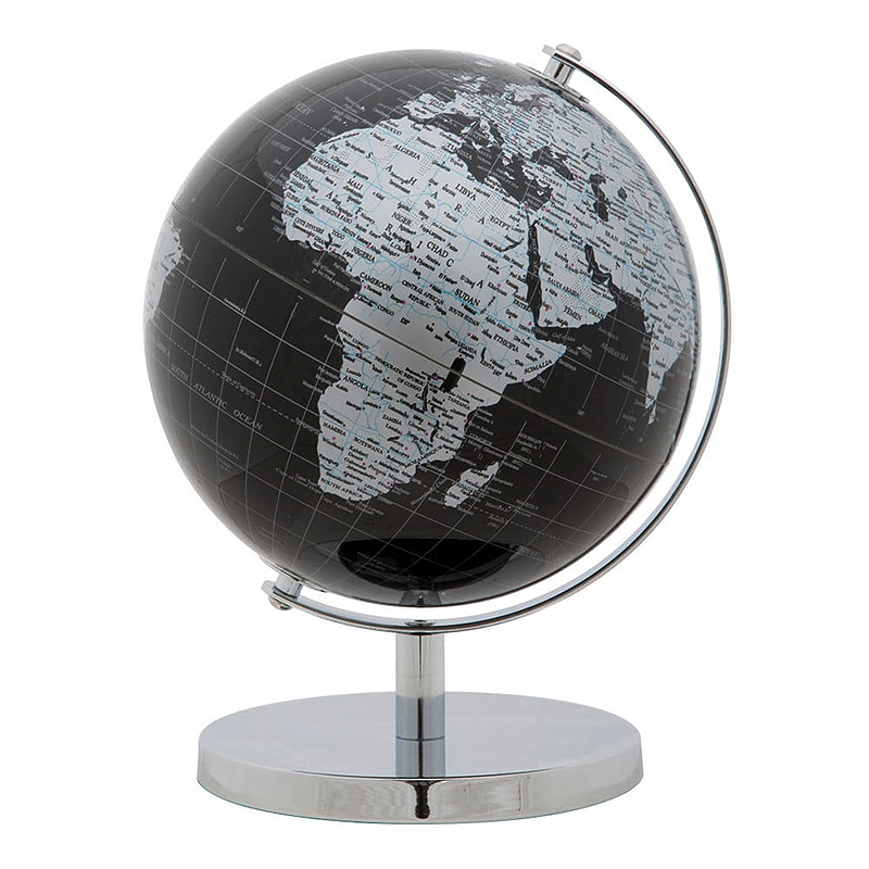 Glóbus na kovovom podstavci black/silver
