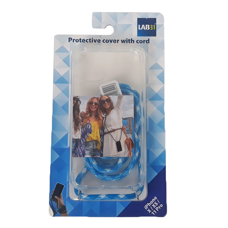 Obal na telefón Iphone X/XS/11Pro s modro-bielou šnúrkou