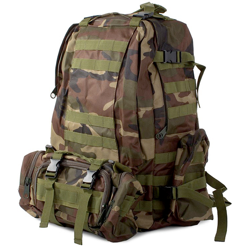 Taktický vojenský ruksak na prežitie 45l + 3,5l camouflage dark moro