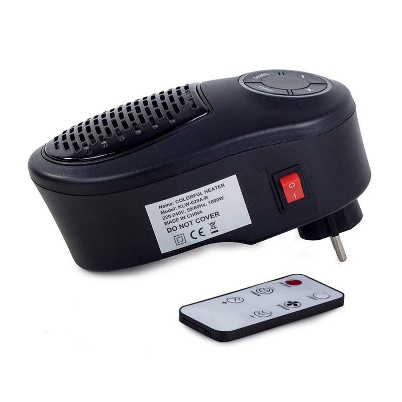 RGB Ohrievač elektrický mini 1000W s ovládačom