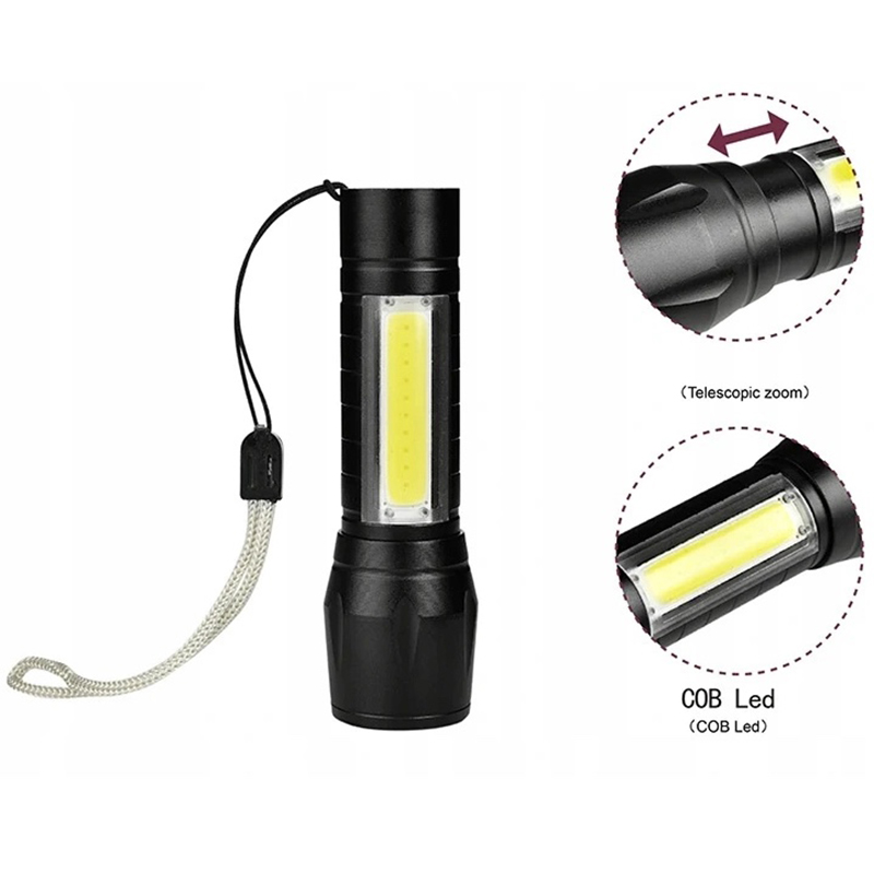 Vrecková baterka MINI LED ZOOM USB XPE COBE 