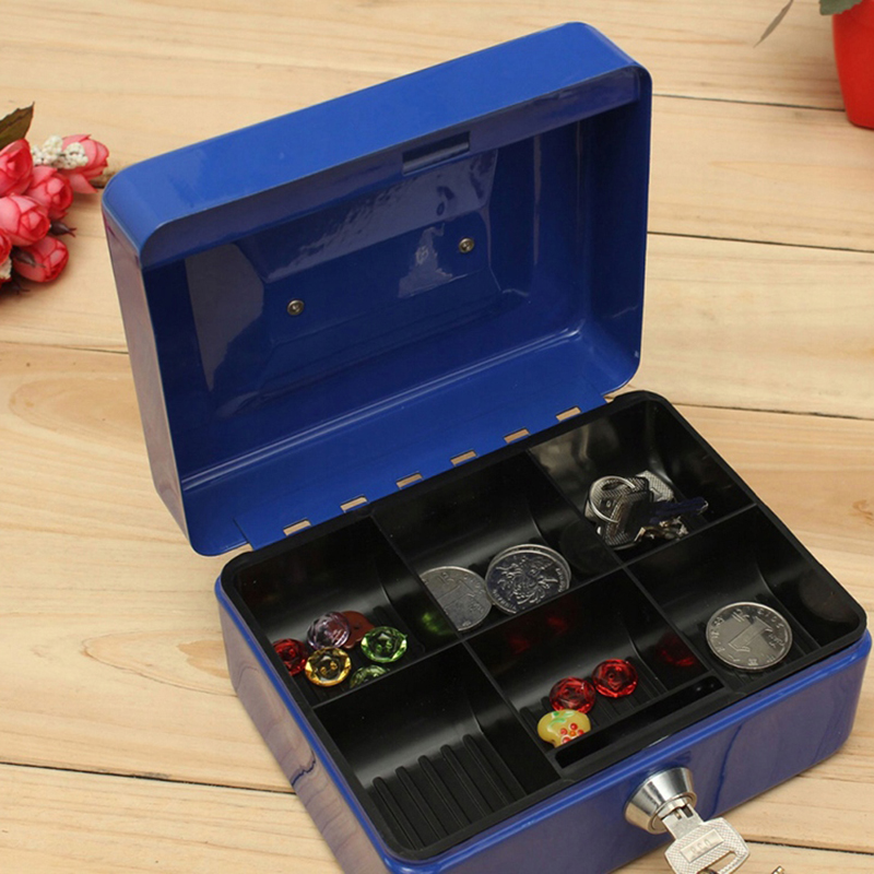 Trezor kovový 15 x 12 x 8cm modrý