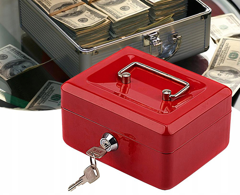 Trezor kovový 15 x 12 x 8cm červený