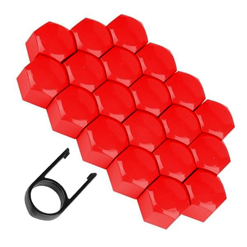 Krytky na skrutky kolies 17 mm červené