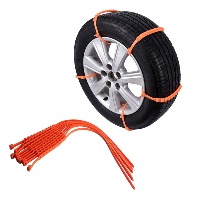 Umelé snehové reťaze na auto 10 ks oranžové