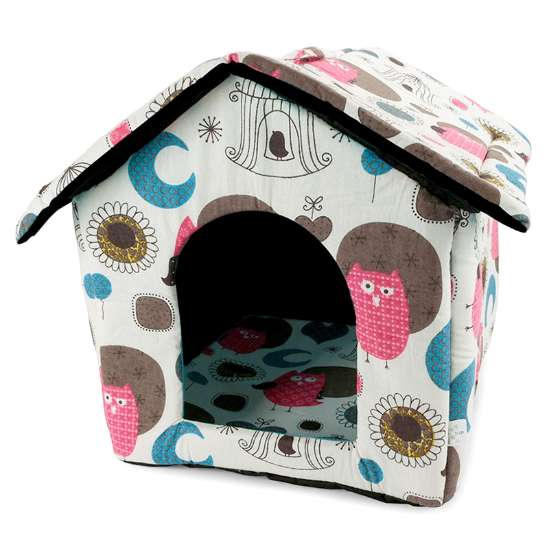 Búda pre psa a mačku rozmer Sova ružová L