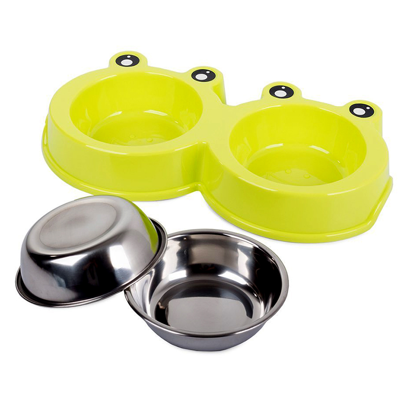 Dvojitá miska na krmivo pre psa zelená