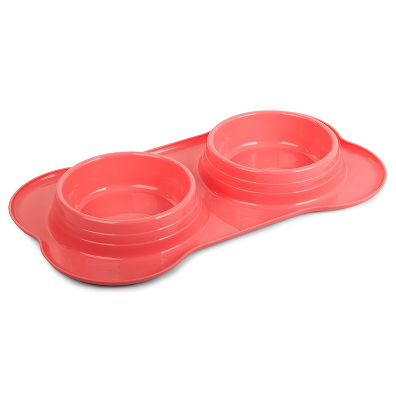 Dvojitá miska na krmivo pre psa ružová 2 x 0,4 L