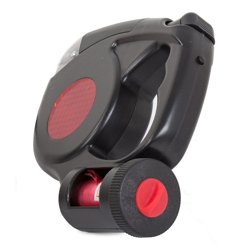 Vodítko pre psa automatické 5m s LED baterkou a vreckami