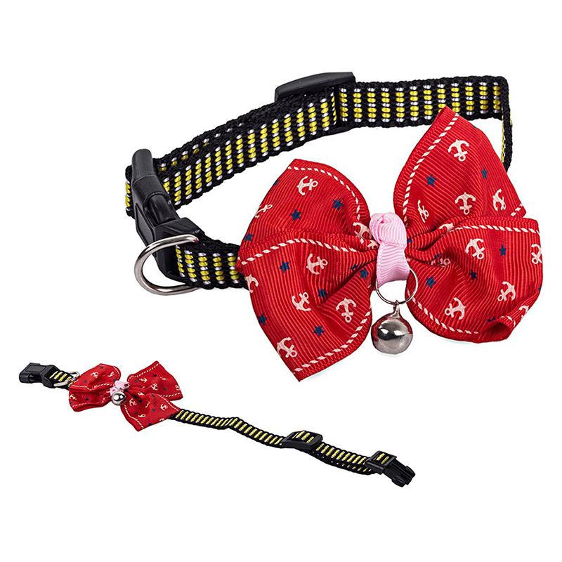 Obojok s mašľou a zvončekom šírka 1,5 cm