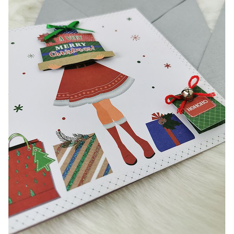 Sada luxusných vianočných 3D pohľadníc s obálkami 5 ks