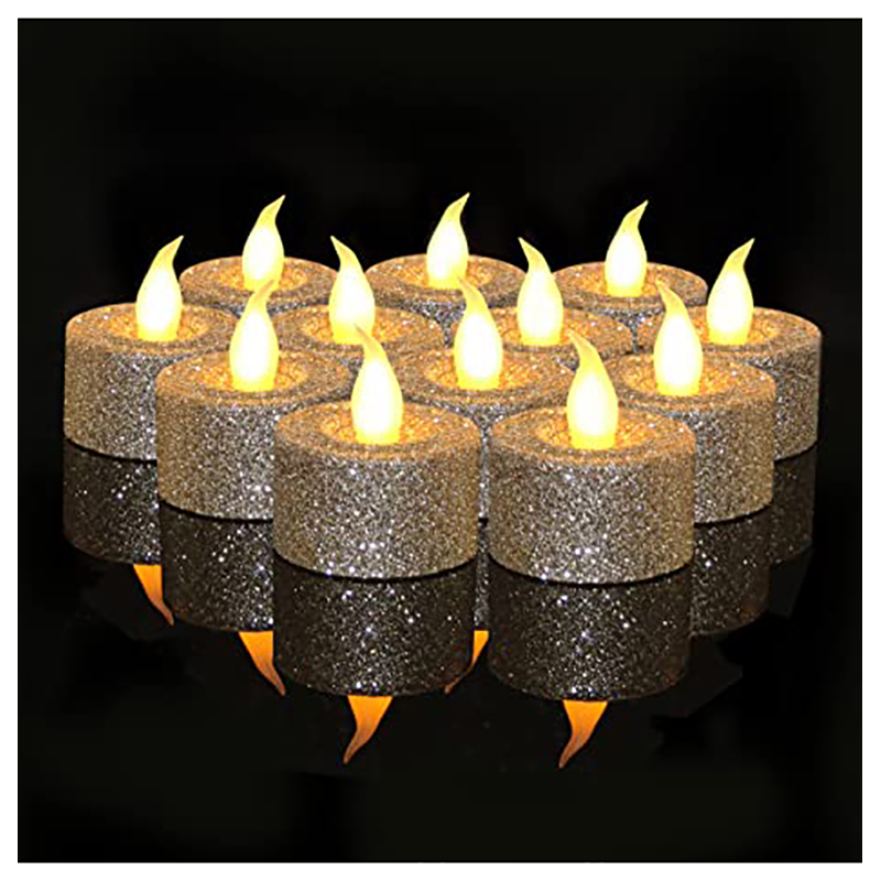 Čajové sviečky s flitrami a umelým plameňom