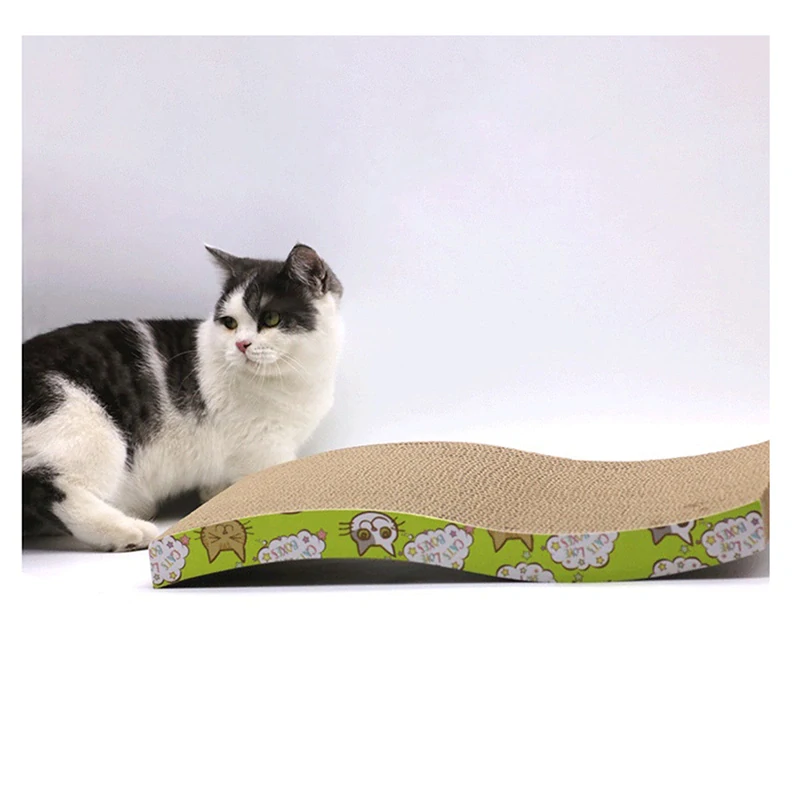 Horizontálne mačacie škrabadlo v tvare vlny