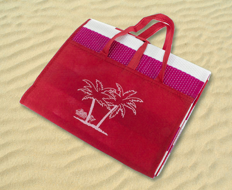 Plážová podložka s nafukovacím vankúšom červená