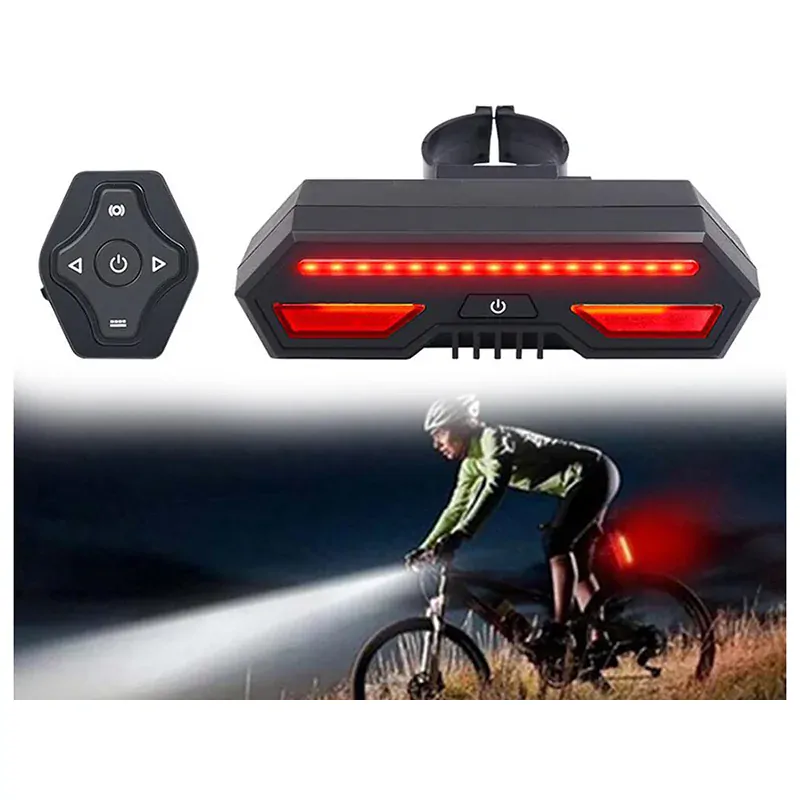 Zadné svetlo na bicykel so smerovkami s diaľkovým ovládaním