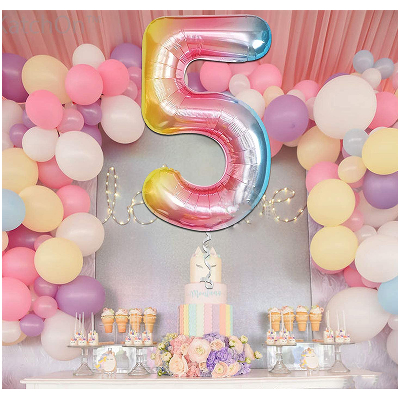 Nafukovací balón 81cm číslo 5 dúhový