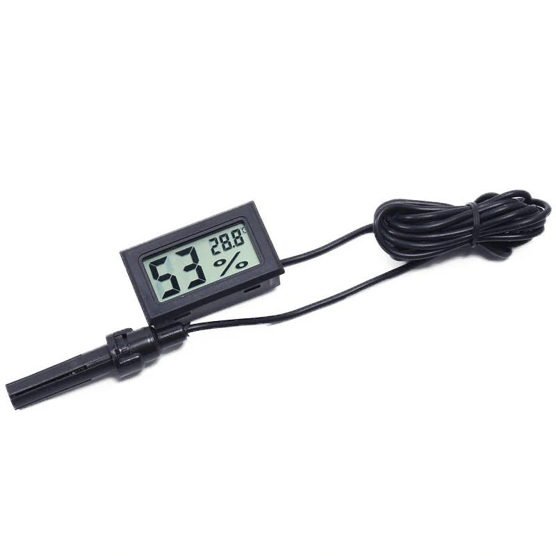 Elektronický panelový teplomer s LCD a meraním vlhkosti so sondou