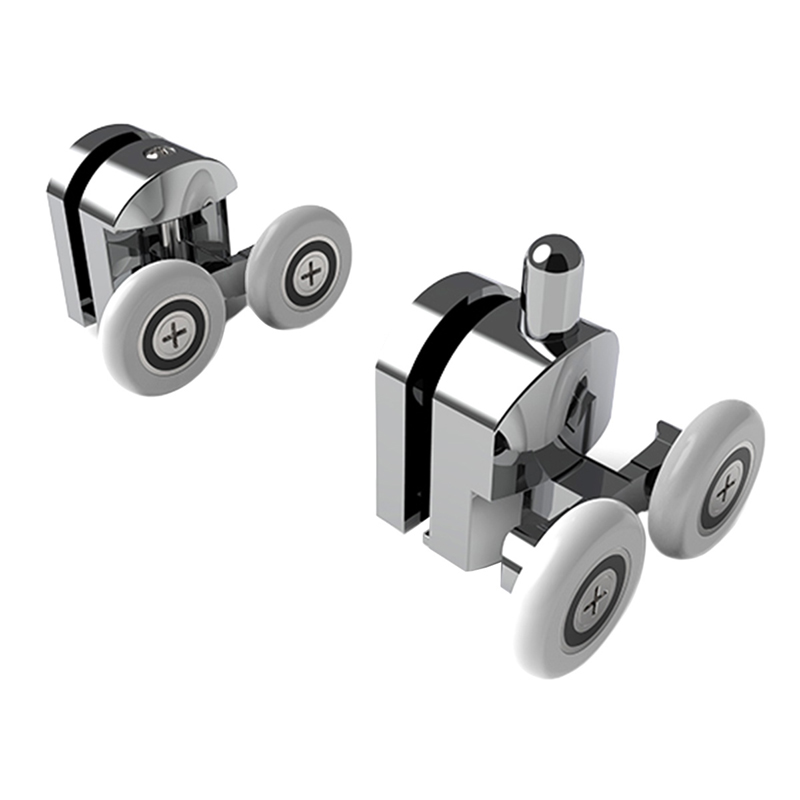 Sada 8 pochromovaných koliesok na dvere sprchových kútov