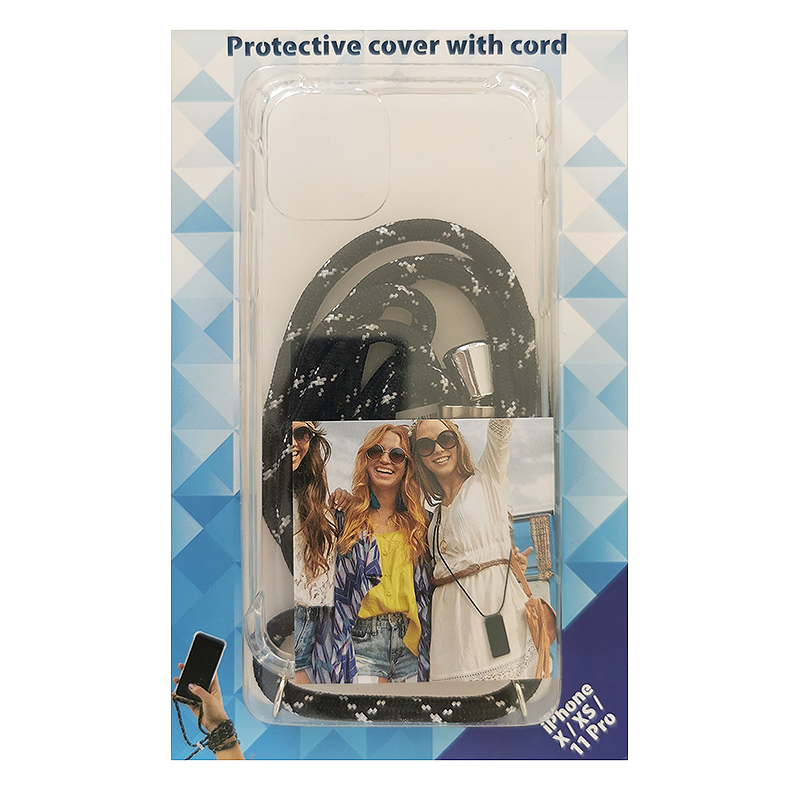 Obal na telefón Iphone X/XS/11Pro s čierno-bielou šnúrkou