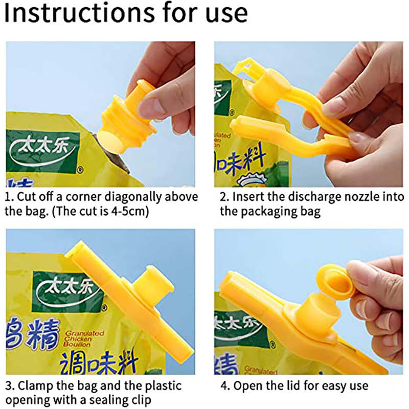 Klip na nalievanie tekutín z vreciek žltý