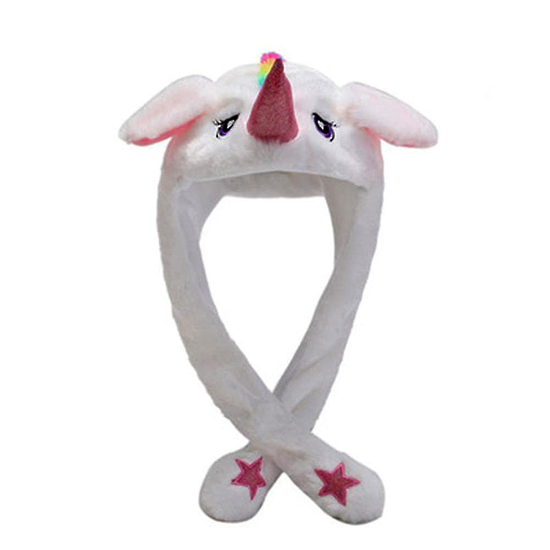 Unicorn - Klobúk s pohybujúcimi sa ušami biely