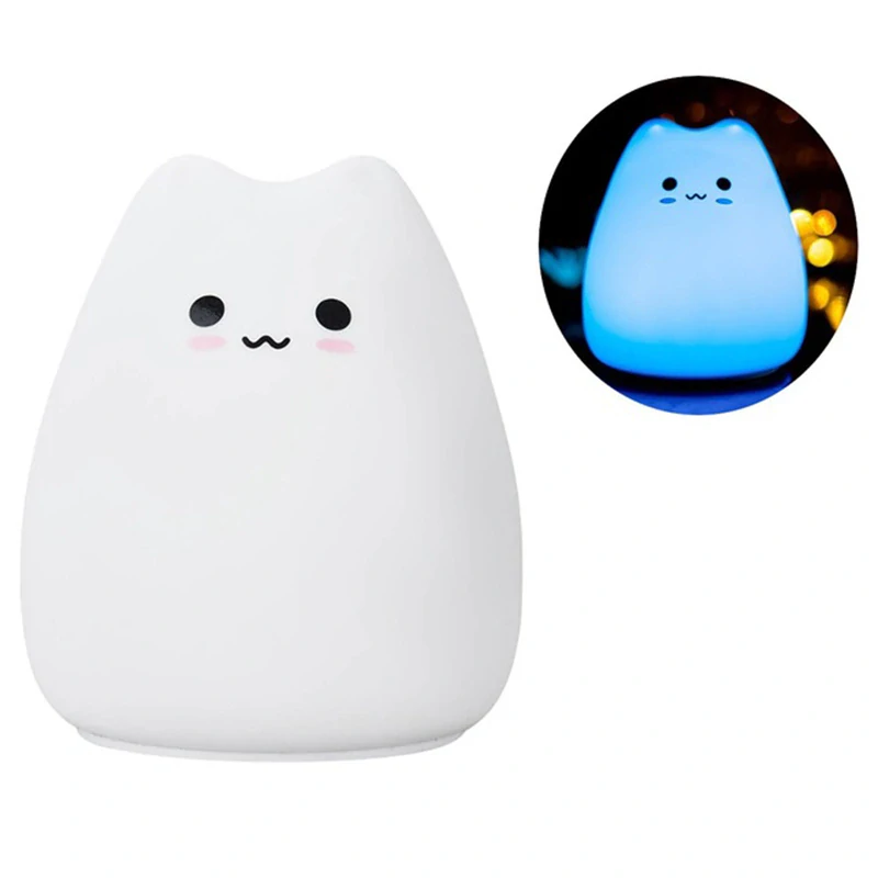 Silikónová dotyková lampa RGB Little Cat
