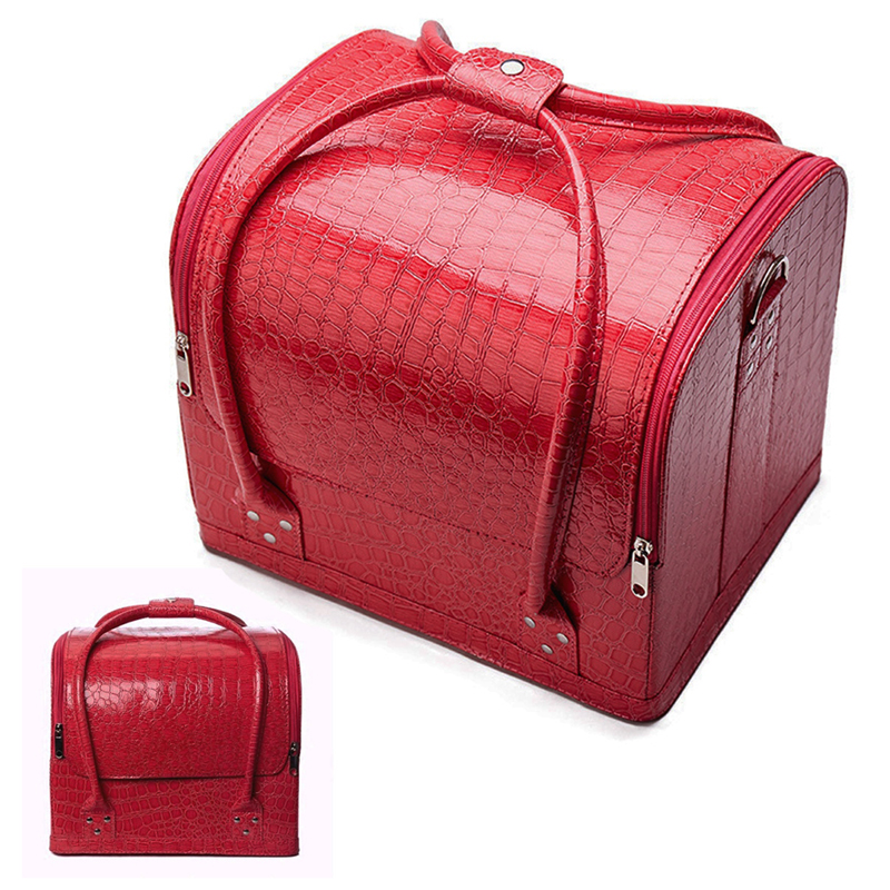 Kufrík na kozmetiku červený lesklý