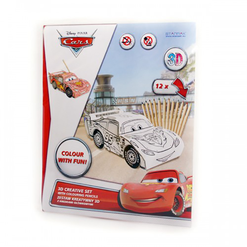 Disney Cars Kreatívna sada 3D na maľovanie + farbičky 12 farieb