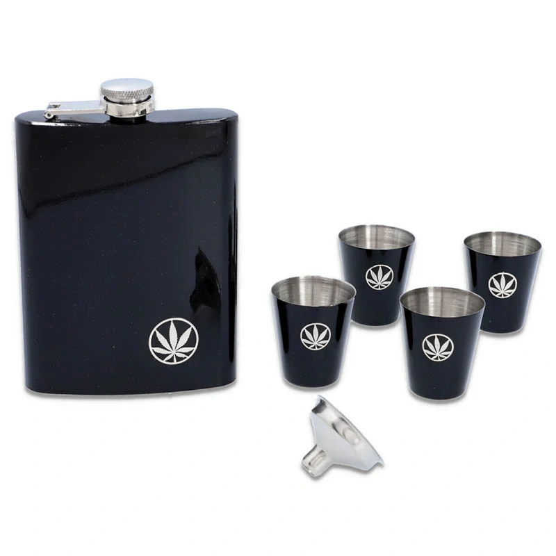 Gentelo Darčeková sada s ploskačkou 240ml, pohárikmi a lievikom Black