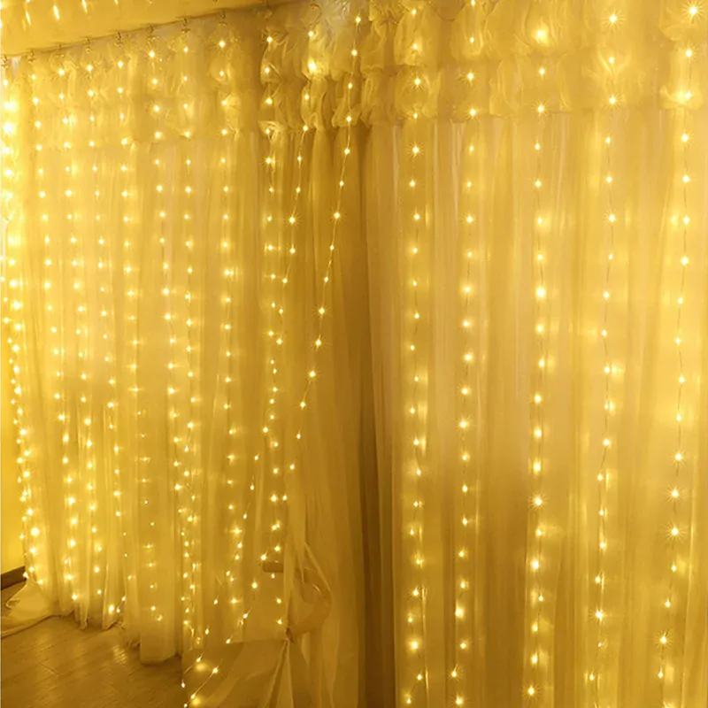 Svetelný záves 300 LED teplá biela USB 5V