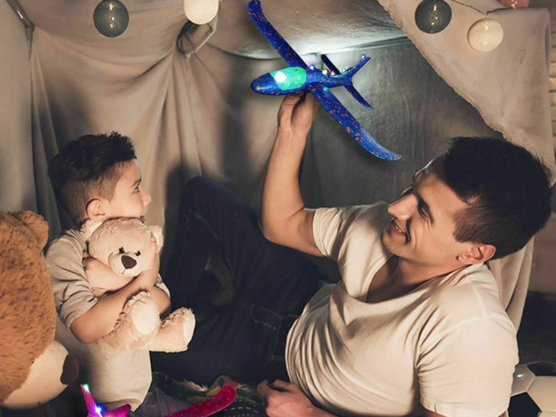 Lietadlo penové LED 47cm modré