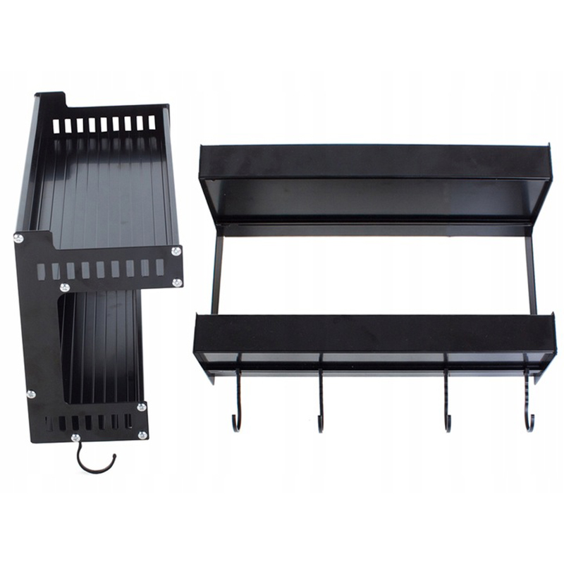 Kuchynská polička dvojitá s háčikmi