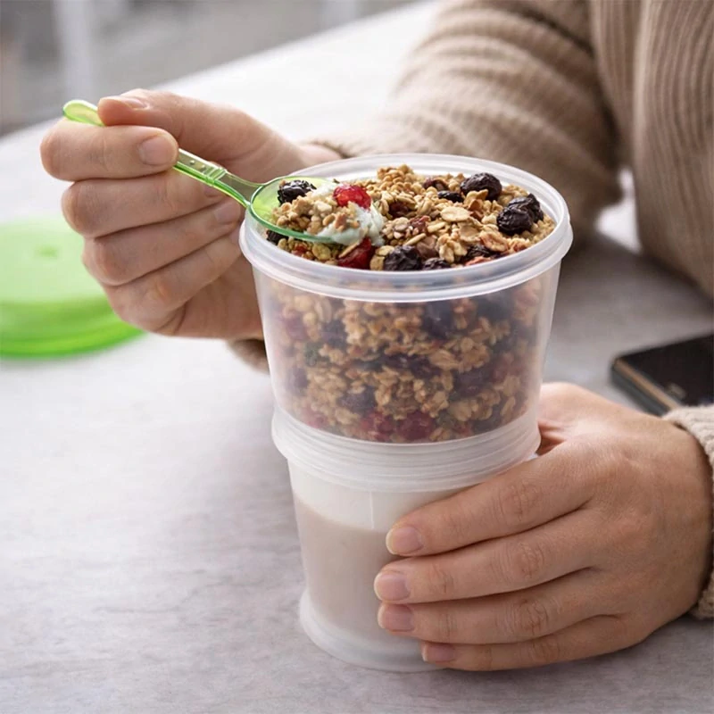 Hrnček na müsli To Go 16 cm zelený s lyžičkou