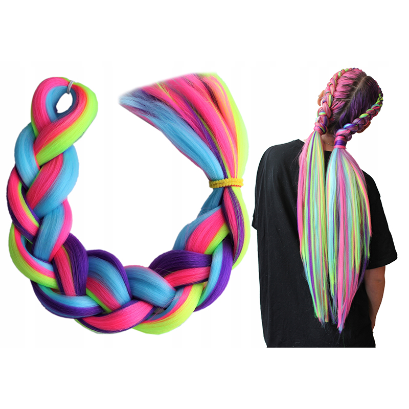 Syntetické vlasy - Vrkoč dúhový 60cm