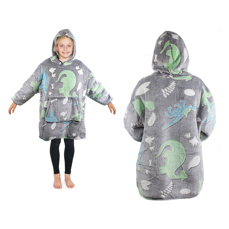 Svietiaca teplá mikina sivá Dinosaurus