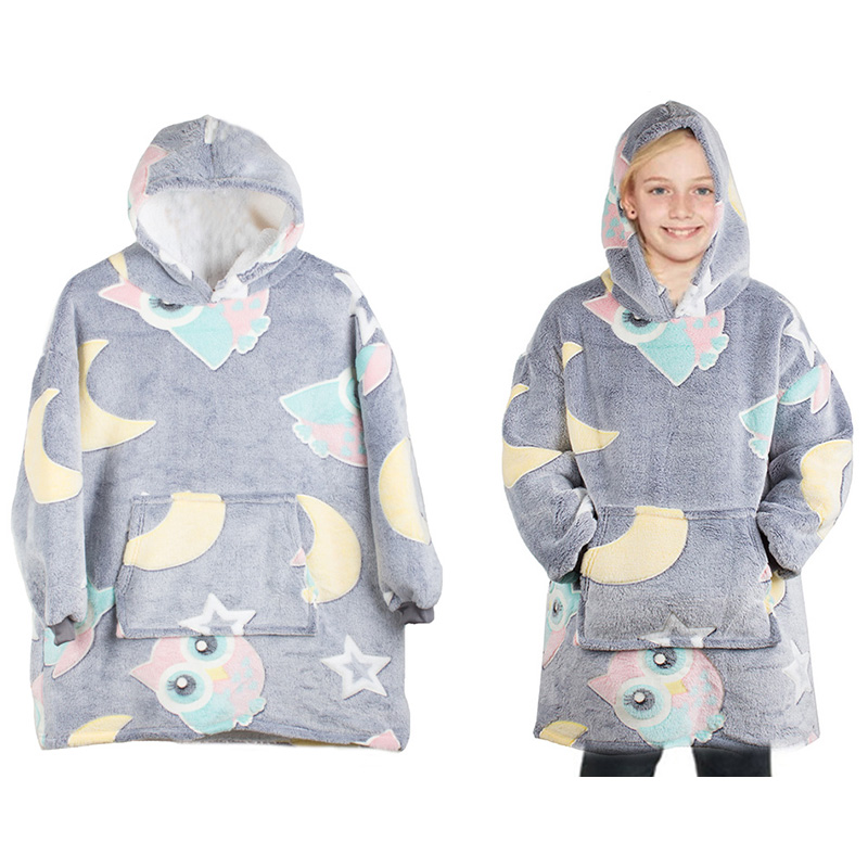 Svietiaca teplá mikina sivá Sovy