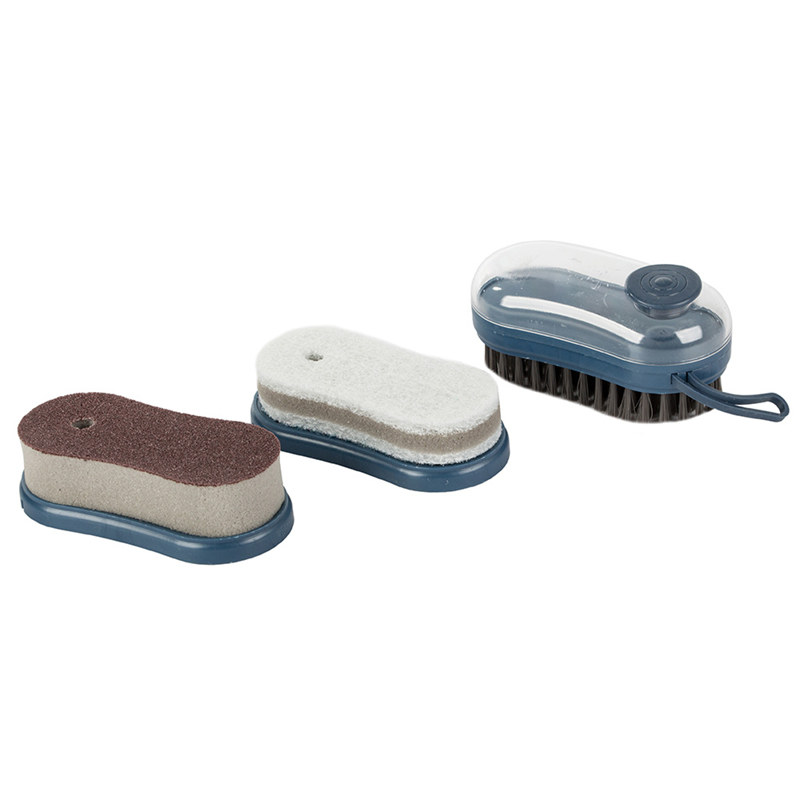 Kefa s dávkovačom saponátu na riad, čalúnenie a topánky 3v1