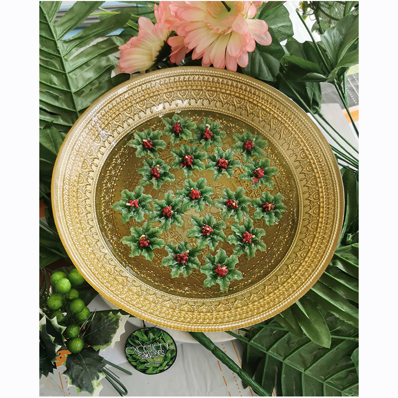 Plávajúce sviečky Kvety zelené/červené 3,5cm - 42ks 