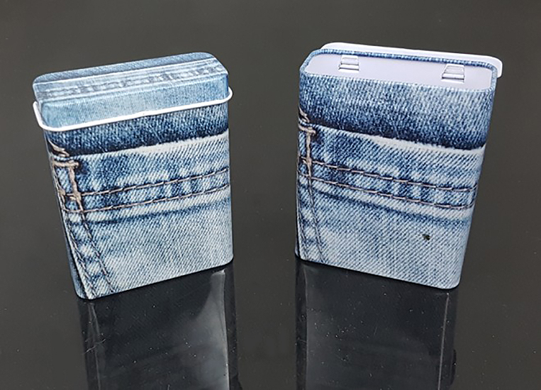 Plechová krabička na zberateľské kartičky a karty Jeans