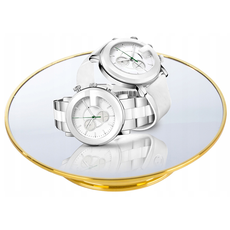 Otočný podstavec na fotografovanie so zrkadlom zlatý