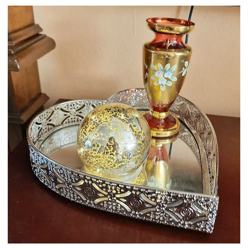 Podnos zrkadlový dekoračný srdce