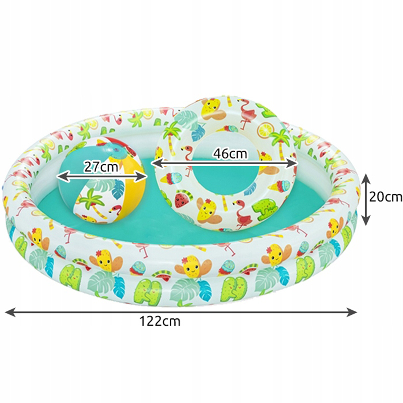 Bestway Detský nafukovací bazén 122cm s loptou a kolesom