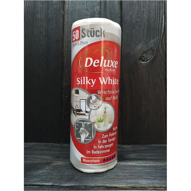 DeLuxe Silky White utierky na kotúči 25 x25 cm: 50 ks 
