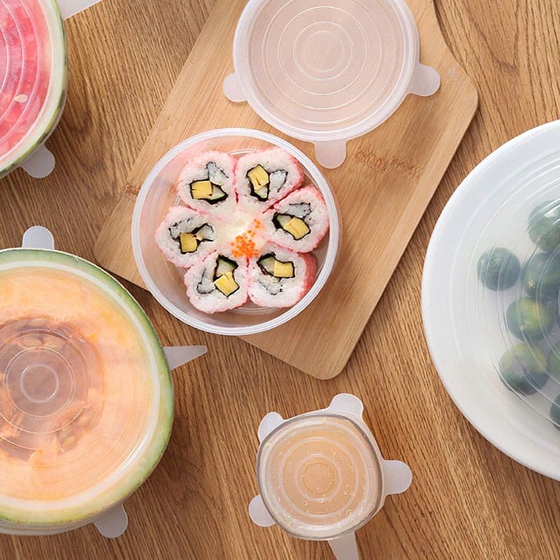 Sada silikónových vrchnákov na dózy 6ks