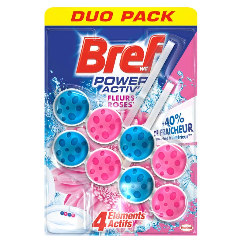 BREF Aktiv - Dezinfekčné guličky na zavesenie do WC 2 x 50g Fresh Flowers