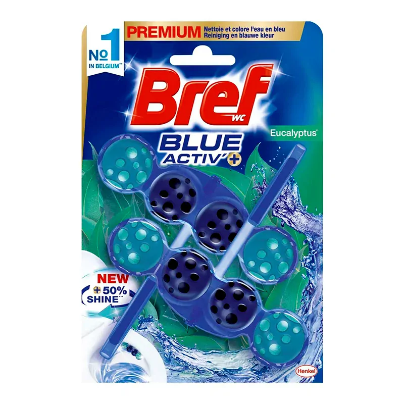 BREF BLUE - Dezinfekčné farbiace guličky na zavesenie do WC 2 x 50g Eucalyptus