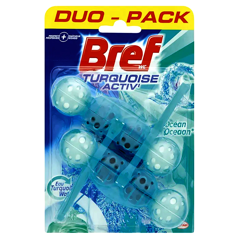 BREF BLUE - Dezinfekčné farbiace guličky na zavesenie do WC 2 x 50g Turquoise Ocean