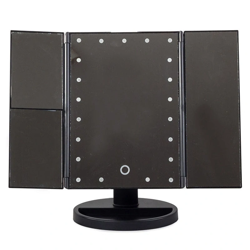 Zrkadlo kozmetické 22 LED otváracie čierne