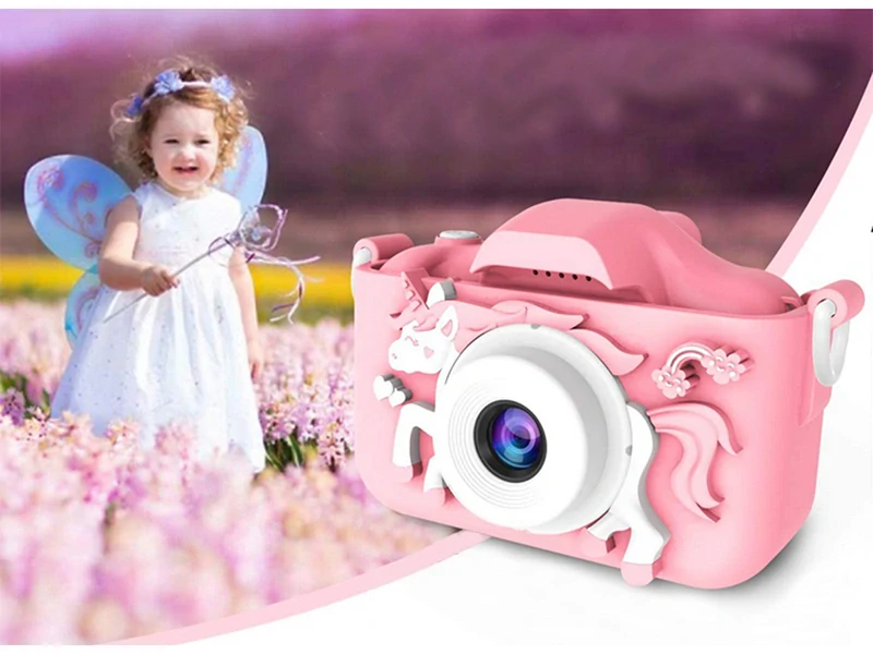 Detský digitálny multifunkčný fotoaparát Jednorožec – ružový